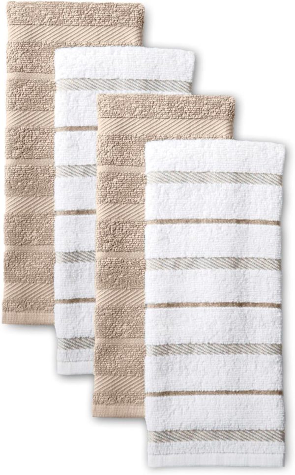 4-Pack Cotton Striped and Solid Kitchen Towels